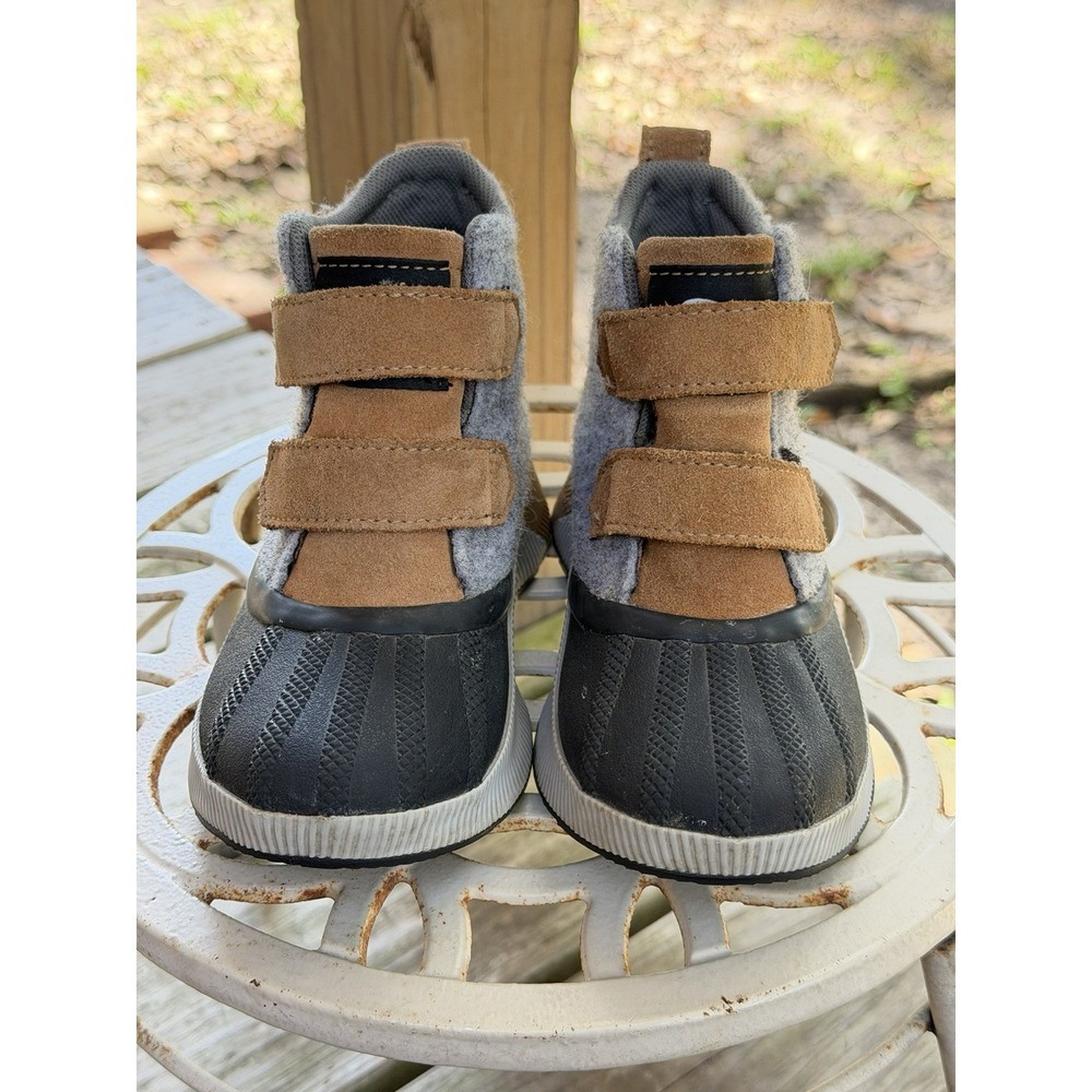 SOREL Kids Out N About Classic Waterproof Boots Grey Brown Felt Suede Size 13